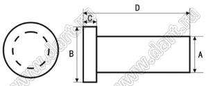 BLYLP2B-14.5 световод; A=2мм; B=2,42мм; C=0,4мм; D=14,5мм; E=2мм; поликарбонат; прозрачный