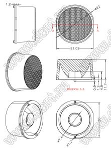 ILENS701-S22-B40-NH линза для светодиода; D22*12,6мм; 40°; PMMA