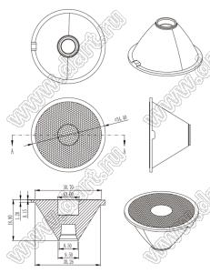 ILENS546-S35-B40-NH линза для светодиода; D34,40*18,90мм; 40°; PMMA