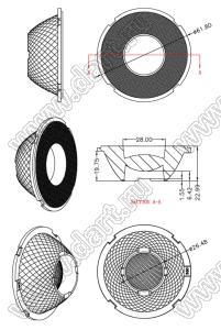 ILENS204-COB62-36-H линза для светодиода; D61,80*22,99мм; 36°; PMMA