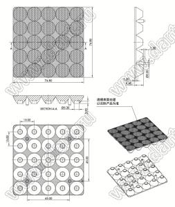 ILENS648-R7575-B30-25H1-NH линза для светодиода; 74,8*74,8*9,4мм; 30°; PMMA