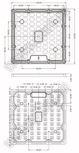 ILENS420-R130130-15080-64H1-NH-S линза для светодиода; 130*130*6,9мм; 80*150°; PC