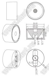 ILENS121-S31-03-NH-97M1-LM-RGBW линза для светодиода; D30,81*18,05мм; 3°; PMMA