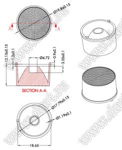 ILENS408-S20-30-NH линза для светодиода; D19,8*12,13мм; 30°; PC