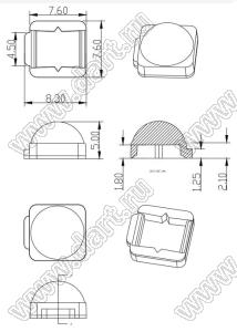 ILENS124-CON0809-90-NH линза для светодиода; 8,3*7,6*5,0мм; 90°; PC