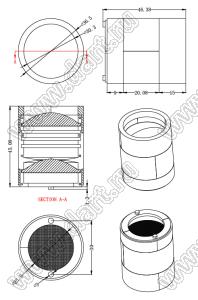 ILENS779-CON37-3-H-2PM1 линза для светодиода; D36,50*46,38мм; 3°; PMMA