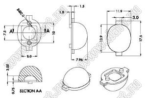 ILENS65-R1812-6090-NH линза для светодиода; 17,6*11,9мм; 60*90°; PC