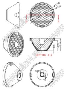 ILENS647-S35-B25-H-78M2-XML линза для светодиода; D37*19мм; 25°; PMMA