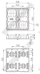 ILENS228-R5050-3090-4H1-NH линза для светодиода; 49,89*49,89*10,70мм; 30*90°; PC