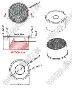 ILENS408-S20-60-NH линза для светодиода; D19,8*12,13мм; 60°; PC