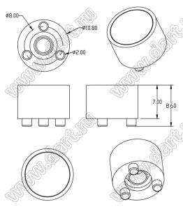 ILENS210-S11-M30-H линза для светодиода; D10,8*8,6мм; 30°; PMMA