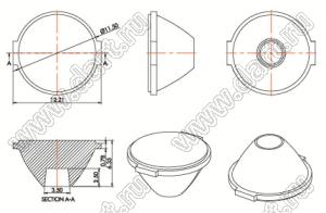 ILENS705-S13-M10-H линза для светодиода; D12,8*7,5/8,4мм; 10°; PMMA
