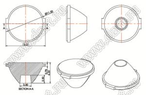 ILENS705-S13-M10-H линза для светодиода; D12,8*7,5/8,4мм; 10°; PMMA