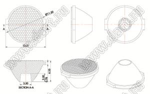 ILENS705-S13-B15-H линза для светодиода; D12,8*7,5/8,4мм; 15°; PMMA