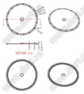 ILENS588-HB224-120-XXH1-NH-S линза для светодиода; D223,8*10,0мм; 120°; PC