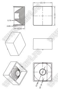 ILENS223-S2323-06-NH линза для светодиода; 23,1*23,1*13,85мм; 6°; PMMA