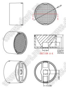 ILENS585-S20-B1555-H-03M2 линза для светодиода; D21,20*12,70мм; 15*55°; PMMA