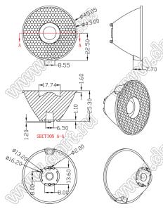 ILENS601-S45-B10-NH линза для светодиода; D45,05*25,30мм; 10°; PMMA