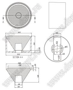 ILENS503-S30-20-H линза для светодиода; D30,39*19,40мм; 20°; PMMA