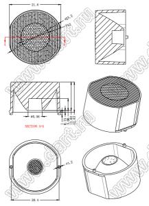 ILENS724-S23-FR1518-NH линза для светодиода; D23,2*13,83мм; 15*18°; PC