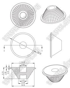 ILENS547-S35-M40-NH линза для светодиода; D34,90*15,70мм; 40°; PMMA