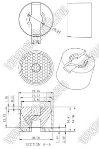 ILENS466-S21-B45-H линза для светодиода; D21,07*14,96мм; 45°; PMMA