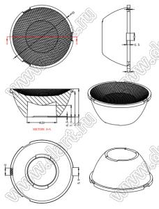 ILENS751-COB43-50-H линза для светодиода; D43*19мм; 50°; PMMA