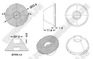 ILENS888-S23-B30-H линза для светодиода; D23,9*12,5мм; 30°; PMMA