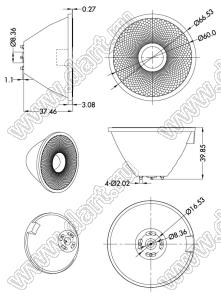 ILENS83-S67-B03-NH линза для светодиода; D66,53*39,85мм; 03°; PMMA