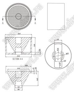 ILENS503-S30-40-H линза для светодиода; D30,39*19,40мм; 40°; PMMA