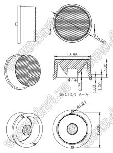 ILENS582-S15-B30-NH линза для светодиода; D14,9*9,0мм; 30°; PMMA