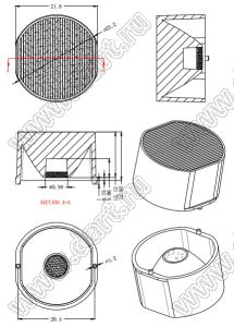 ILENS724-S23-FR1525-NH линза для светодиода; D23,2*13,92мм; 15*25°; PC