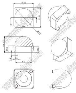 ILENS419-CON1010-FR20-NH линза для светодиода; 10,31*10,31*9,83мм; 20°; PC