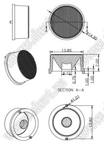 ILENS582-S15-FR1540-NH линза для светодиода; D14,9*9мм; 15*40°; PMMA