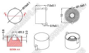 ILENS916-S10-M60-NH линза для светодиода; D10*7,3мм; 60°; PC