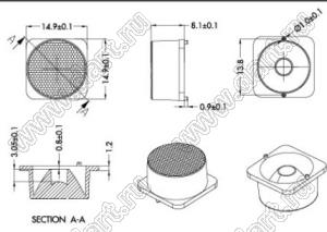 ILENS66-S15-B20-NH линза для светодиода; 14,9x14,9x8,0мм; 20°; PC