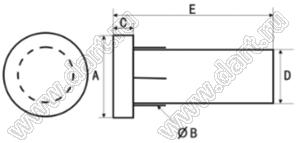 BLYLP3-16,5 световод; A=3,3мм; B=3мм; C=1,6мм; D=2,8мм; E=16,5мм; поликарбонат; прозрачный