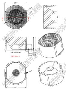 ILENS724-S23-B10-NH линза для светодиода; D23,2*13,87мм; 10°; PC