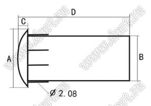 BLYLT1.9-5.1 световод; A=1,92мм; B=2,6мм; C=0,4мм; D=5,1мм; E=1,92мм; поликарбонат; прозрачный