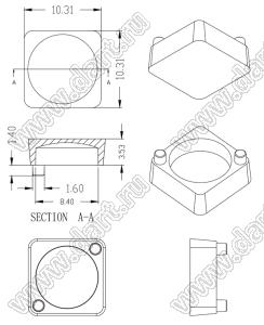 ILENS419-CON1010-FR120-NH линза для светодиода; 10,31*10,31*4,93мм; 120°; PC