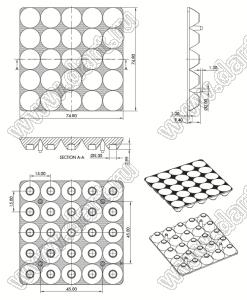 ILENS648-R7575-M10-25H1-NH линза для светодиода; 74,8*74,8*9,4мм; 10°; PMMA