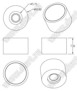 ILENS210-S11-M15-H линза для светодиода; D10,8*7,0мм; 15°; PMMA