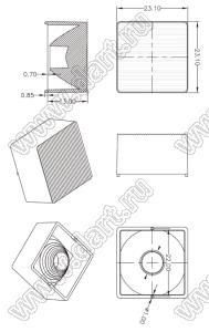 ILENS223-S2323-0680-NH линза для светодиода; D23,10*13,8мм; 6*80°; PMMA