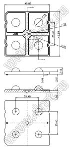 ILENS228-R5050-90-4H1-NH линза для светодиода; 49,89*49,89*7,11мм; 90°; PMMA