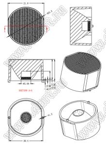 ILENS724-S23-FR1560-NH линза для светодиода; D23,2*13,92мм; 15*60°; PC