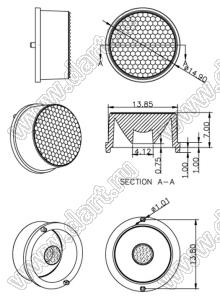 ILENS582-S15-B40-NH линза для светодиода; D14,9*9,0мм; 40°; PMMA