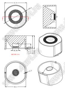 ILENS724-S23-M06-NH линза для светодиода; D23,2*13,92мм; 06°; PC