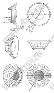 ILENS42-COB35-60-H линза для светодиода; D35,0*14,0мм; 60°; PMMA