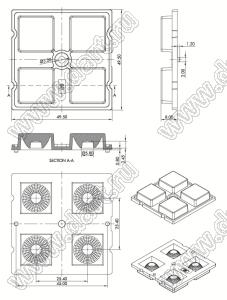 ILENS770-R5050-60-4HI-NH линза для светодиода; 49,5*9,5*8,0мм; 60°; PMMA