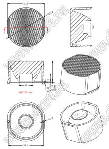 ILENS724-S23-B45-NH линза для светодиода; D23,2*13,92мм; 45°; PC